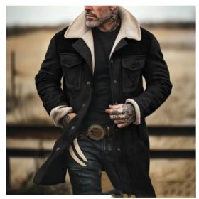 Suede Multicolor Jacket Multi-pocket Zipper (Option: Black1-2XL)