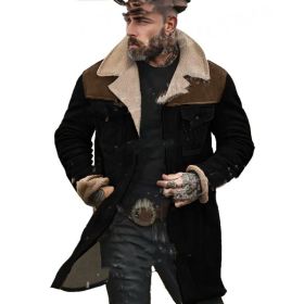 Suede Multicolor Jacket Multi-pocket Zipper (Option: Black-XL)