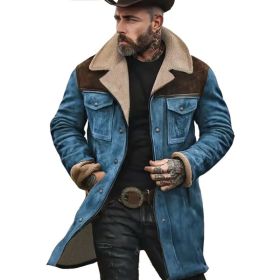 Suede Multicolor Jacket Multi-pocket Zipper (Option: Blue coffee-L)