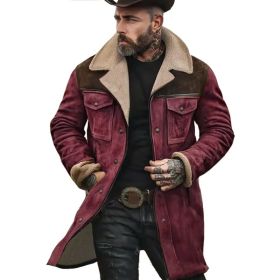 Suede Multicolor Jacket Multi-pocket Zipper (Option: Wine red coffee-S)
