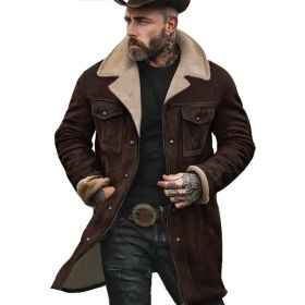 Suede Multicolor Jacket Multi-pocket Zipper (Option: 5183 coffee brown solid color-L)