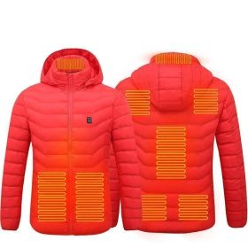 Winter Heated Jacket USB Electric Cotton Coat Zip-up Heater Thermal Clothing Heating Vest For Men (Option: Red Zone8-6XL)