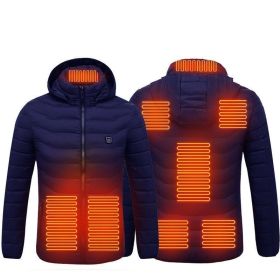 Winter Heated Jacket USB Electric Cotton Coat Zip-up Heater Thermal Clothing Heating Vest For Men (Option: Blue Zone8-S)