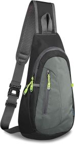 Small Sling Bag, Lightweight Crossbody Backpack for Men Women, Shoulder Bag for Sports and Outdoor (Color: Black/Dark Grey)