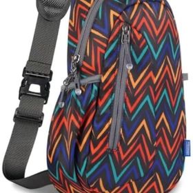 Small Sling Bag, Lightweight Crossbody Backpack for Men Women, Shoulder Bag for Sports and Outdoor (Color: Mix-zigzag Stripes)