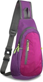 Small Sling Bag, Lightweight Crossbody Backpack for Men Women, Shoulder Bag for Sports and Outdoor (Color: Purple/Rose Red)