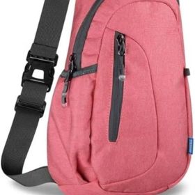 Small Sling Bag, Lightweight Crossbody Backpack for Men Women, Shoulder Bag for Sports and Outdoor (Color: Z1-canvas, Watermelon Red)