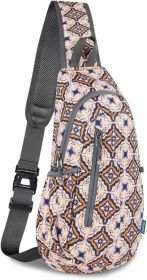 Small Sling Bag, Lightweight Crossbody Backpack for Men Women, Shoulder Bag for Sports and Outdoor (Color: Mix-blue and Yellow Tile)