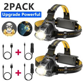 99000000LM Stärkste wiederaufladbare Stirnlampe Superhelles LED Kopf Taschenlamp (Quantity: 2 pcs)